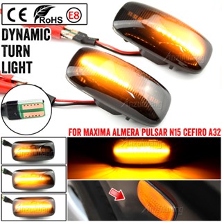 หลอดไฟเลี้ยวไดนามิก LED ติดด้านข้างบังโคลน สําหรับ Nissan Sentra G10 N16 Bluebird Sylphy Sunny Cefiro Maxima Pulsar Skyline Serena Slivia 2 ชิ้น