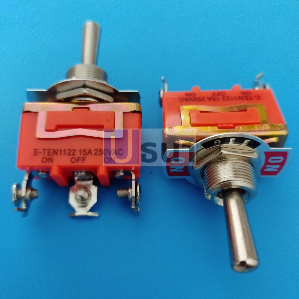 สวิทช์ โยก สลับ Toggle Switch 3 ขา (1 ขั้ว 2 ทาง) ON-OFF-ON 15A 250V #E-TEN1122 (1 ตัว)
