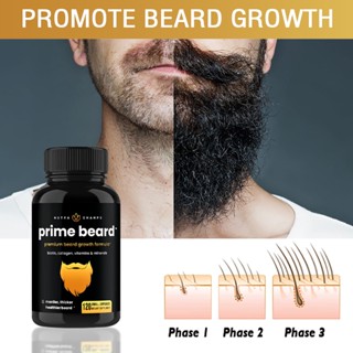 NutraChamps Prime Beard Mens Beard Growth อาหารเสริมวิตามินสำหรับผมผู้ชายหนาขึ้น สูตรทางวิทยาศาสตร์ด้วยไบโอตินคอลลาเจนส