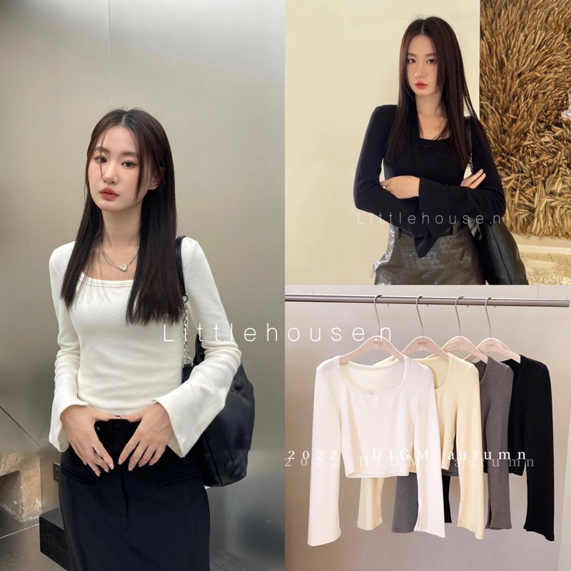 autumn - เสื้อคอเหลี่ยม แขนกระดิ่ง