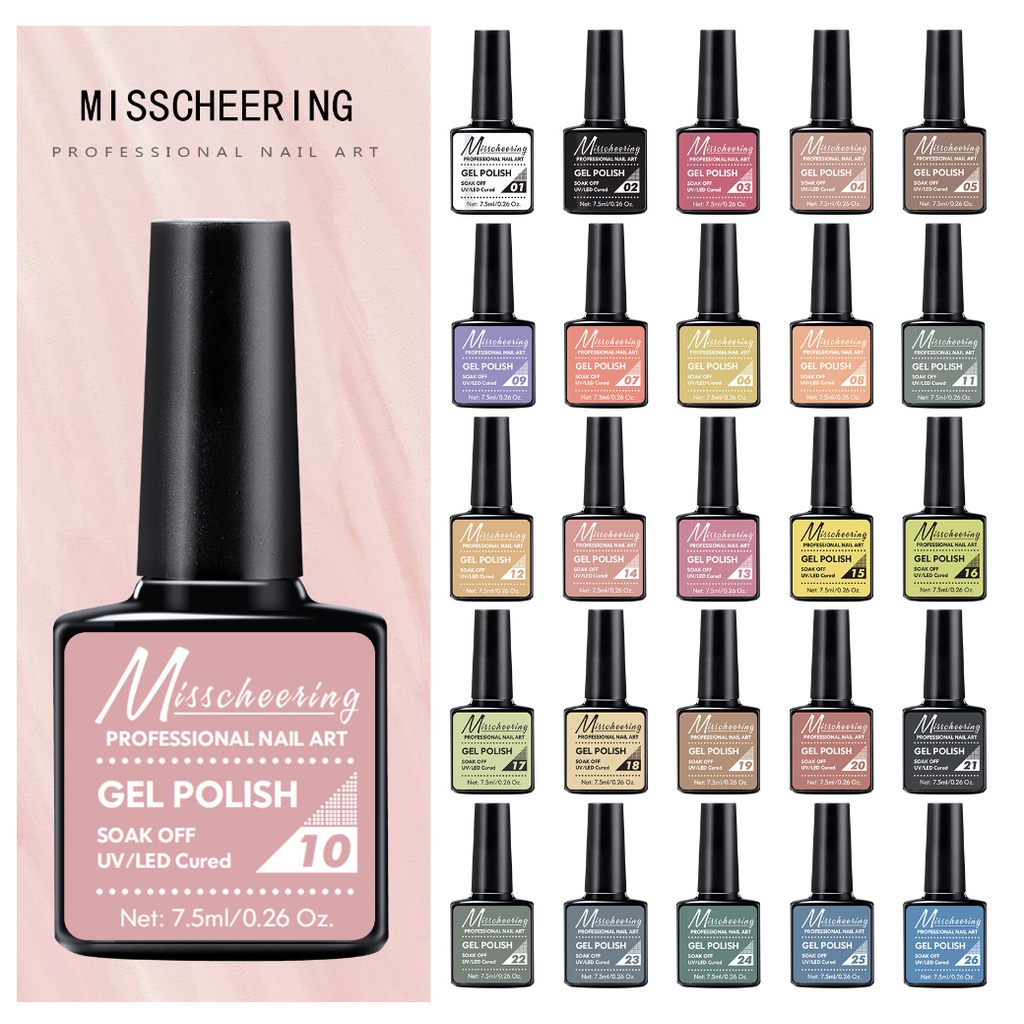 สีเจล Misscheering สีทาเล็บเจล UV/LED สีเจลขวดสี ( เบอร์ 1-50 )