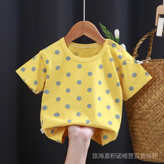 【จัดส่งฟรี พร้อมส่ง】เสื้อยืดคอกลม แขนสั้น ผ้าฝ้าย แบบนิ่ม ลายการ์ตูนน่ารัก ทรงหลวม แฟชั่นฤดูร้อน สําหรับเด็กผู้ชาย และเด็กผู้หญิง