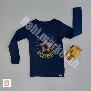 เสื้อยืดเด็ก Unisex แขนยาว สีกรมท่า ลาย Shine Bright แบรนด์ Gap ของใหม่