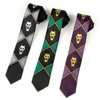 เนคไท JOJO Tie Kira Yoshikage Bizarre Adventure Skull สีดํา มีซิป สําหรับผู้ชาย