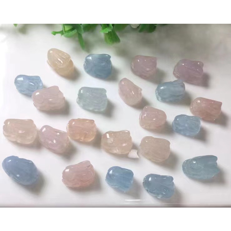 ธรรมชาติ Morganite กระต่ายเครื่องประดับน่ารัก diy Lucky Accessories Simple All-Match ของขวัญ