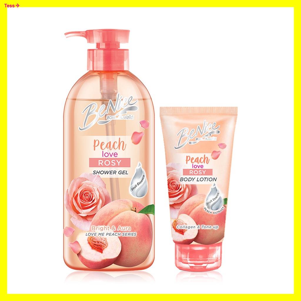 จัดส่งทันทีBeNice Love Me Peach Shower Gel Rosy 450ml + Tone Up Lotion 70g [Special Pack].