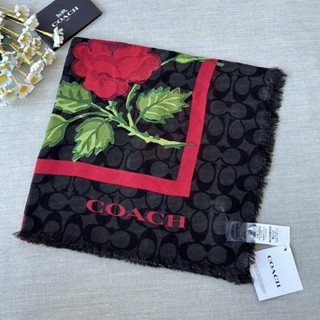 Coach Signature Fairytale Rose Print Oversized Square Scarf