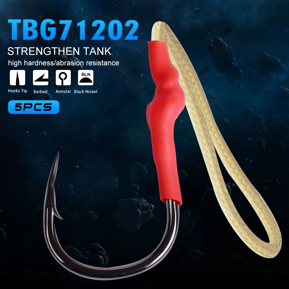 1-2วัน(รวดเร็วทันใจ)  เบ็ดจิ๊กผูกสำเร็จ เบอร์ #1#2#3#4#5 *แพ็คละ 5 ตัว*ปลาตัวใหญ่jighookสายPE 【Aries