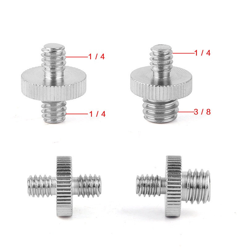 1/4 "ชายถึง3/8" อะแดปเตอร์เกลียวชาย 1/4 นิ้วอะแดปเตอร์สกรูชายคู่รองรับขาตั้งกล้องโลหะอุปกรณ์เสริมสําหรับกล้อง