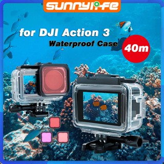 สําหรับ DJI Osmo Action 3 40m เคสดําน้ํากันน้ําใต้น้ําพร้อมรองเท้าเย็นและหัวเข็มขัดพื้นฐานและสกรู