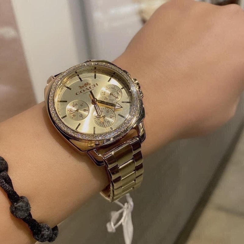 พร้อมส่ง แท้ 🇺🇸 100% New นาฬิกา Coach 14503130 Womens Gold Stainless Steel BOYFRIEND Chronograph Bracelet 14503130 #4