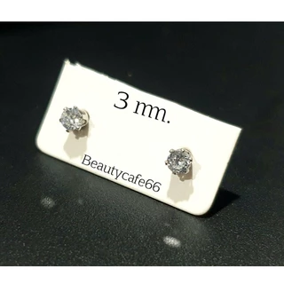 DB31 ต่างหูเพชร circle cut สีขาว 2mm.- 6 mm. ก้านสแตนเลส (1คู่) ต่างหูเพชร เตย 6 ขา
