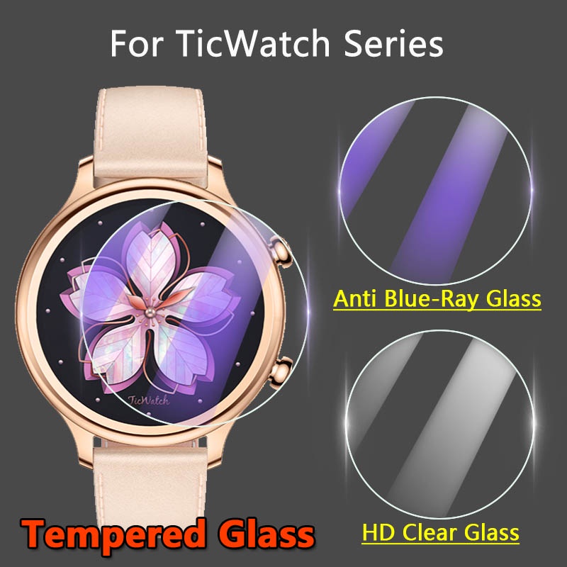 ฟิล์มกระจกนิรภัยกันรอยหน้าจอ แบบใส 2.5D ป้องกันแสงสีฟ้า สําหรับ Ticwatch Pro 2020 2021 Ticwatch 1 2 GTX 1 2 3 5 ชิ้น