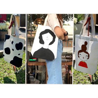 กระเป๋าผ้าแคนวาส กระเป๋าสะพาย  วาดลายเอง DIY Painted BAG