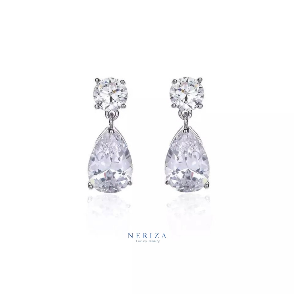 Neriza Jewelry/ต่างหูระย้าเพชรสังเคราะห์ ต่างหูออกงาน เกรดพรีเมี่ยมประกายไฟเทียบเท่าเพชรแท้ NE067