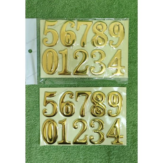 สติ๊กเกอร์ตัวเลข สติ๊กเกอร์ตัวเลขสีทอง ตัวเลขสีทอง ตัวเลขมงคล สีมงคล ตัวเลขบ้านเลขที่ 0-9 #ร้านจิปาถะ by waew