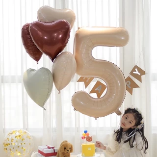 New!ลูกโป่งตัวเลข32นิ้ว40นิ้วสีครีมคาราเมลโกโก้ ฟ้าชมพู ลูกโป่งตัวเลข