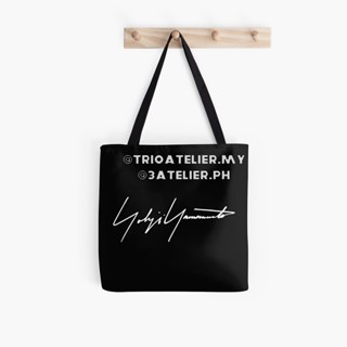กระเป๋าผ้าแคนวาส พิมพ์ลายโลโก้ Yohji Yamamoto Aoyama สีดํา