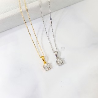 💎จี้เพชรแท้เม็ดเดี่ยว พร้อมสร้อยคออิตาลี18k เพชรแท้น้ำ99 ✨ทองแท้18k✨