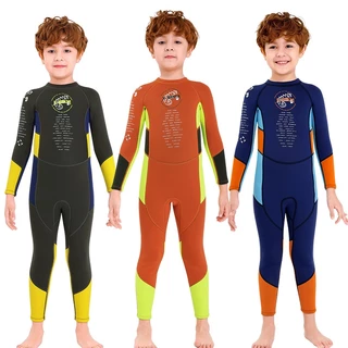 ShopAt.Two[SW1883] ชุดว่ายน้ำเด็ก (แถมหมวก) ชุดเก็บอุณหภูมิเด็ก Dive & Sail แห้งไว หนา 2.5 mm
