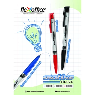 FlexOffice FO-024 ปากกาลูกลื่น 0.7mm - สีน้ำเงิน/สีดำ/สีแดง - แพ็ค6/12ด้าม ปากกาเขียนลื่นพิเศษ