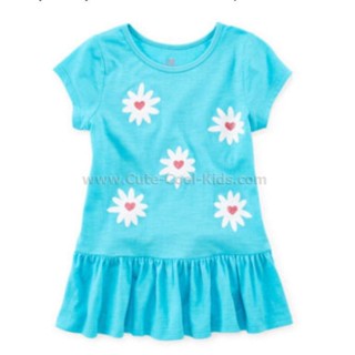 TSG-407 เสื้อยืดเด็กผู้หญิง สีฟ้าลายดอกไม้ Size-95 (2-3Y)