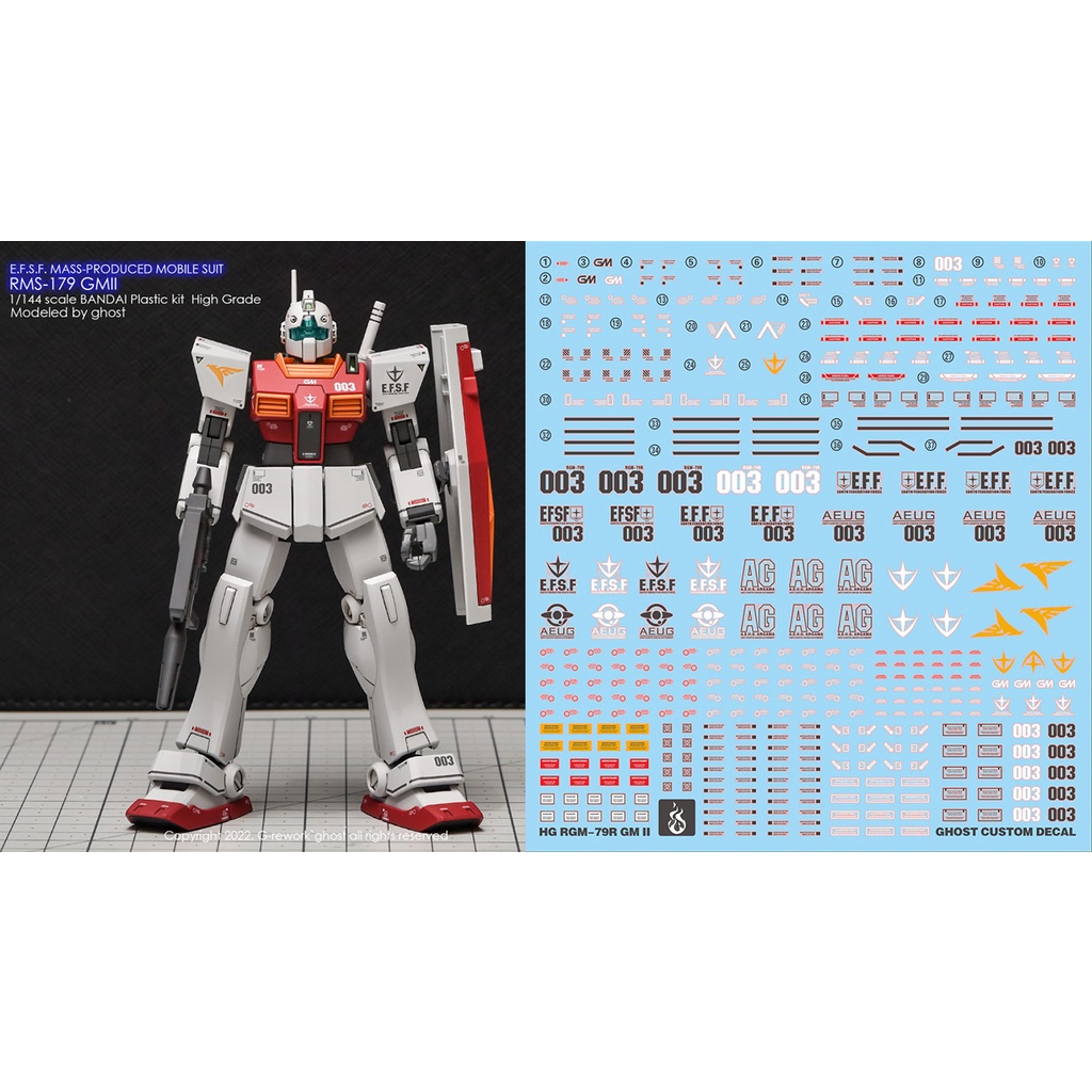 YAN GHOST HG HGUC 1/144 RMS-179 GM II 2 Fluorescent Water Slide Decal