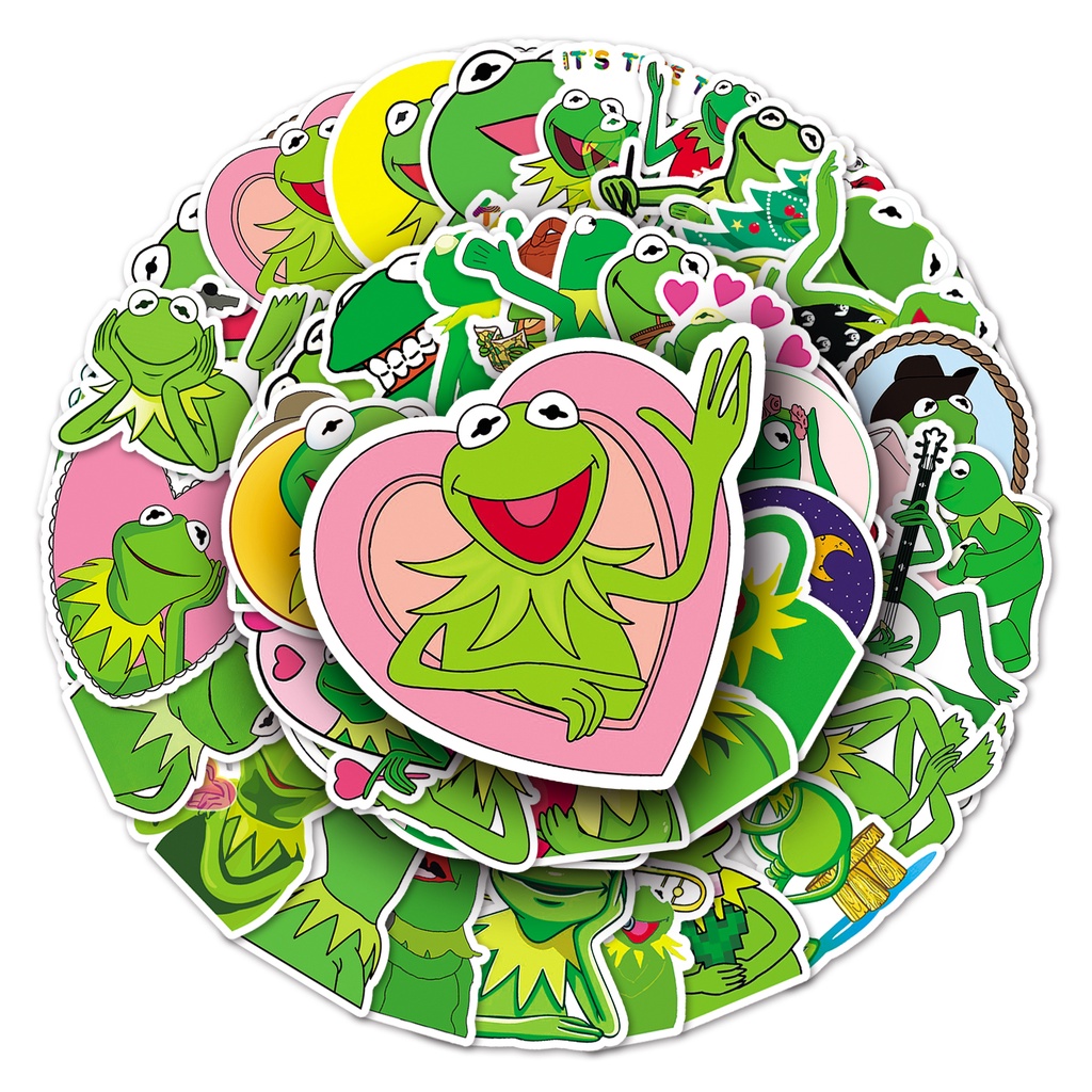 เซซามีสตรีท (芝麻街)KAWS กบเคอร์มิท Sesame Street  sticker สติกเกอร์กันน้ำรูปแบบที่แตกต่างกัน 50ชิ้น Kermit the Frog
