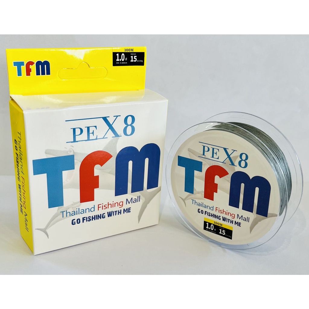 1-2 วัน (ส่งไวมากแม่) TFM X8 100M สายPE ถัก 8 -สีฟ้า -สีเขียว -สีเทา เหนียว ทน ยาว 100 เมตร【Super Thailand】