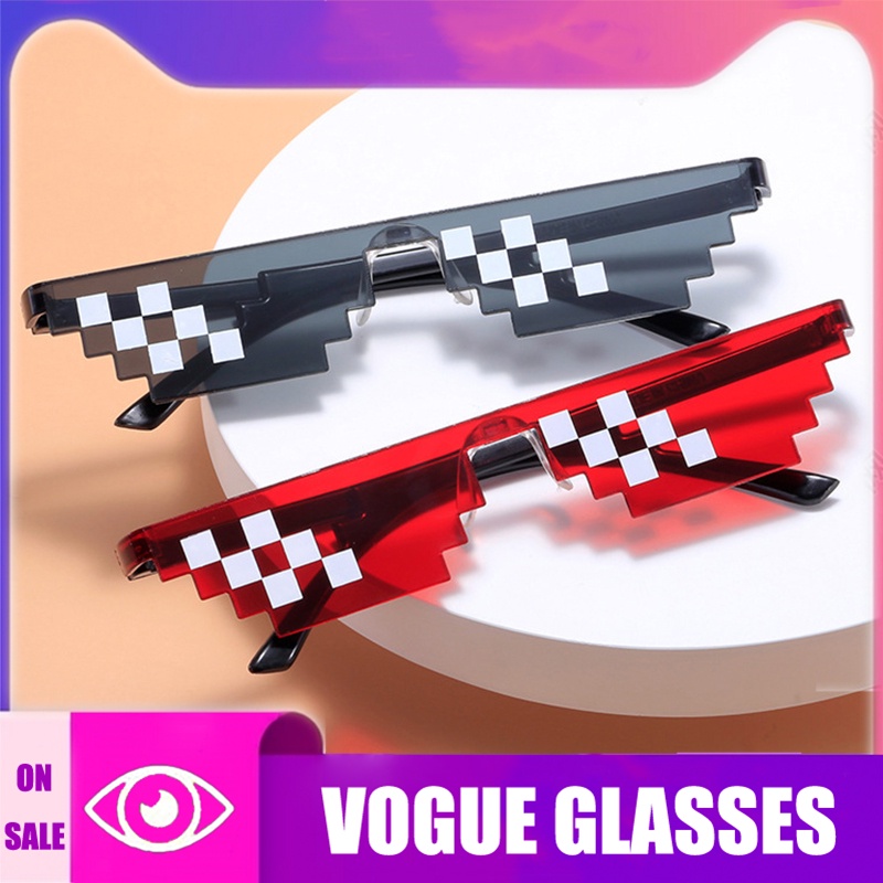 2023 ใหม่แฟชั่นโมเสค Piexel Party Dressing แว่นตาคอสเพลย์การ์ตูนพร้อม uv400