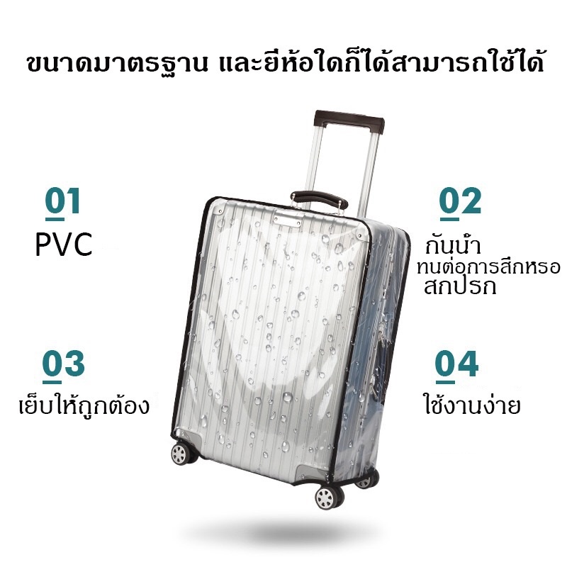 【COD】พลาสติกใส PVC คลุมกระเป๋าเดินทาง ใสกันน้ำ ผ้าคลุมกระเป๋าเดินทาง 18-30นิ้ว