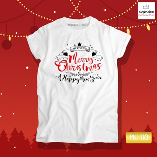 เสื้อยืดคริสต์มาส เสื้อคริสต์มาส Christmas &amp; Happy new year กวางเรนเดียร์ ลายการ์ตูนซานตาคลอสมี เสื้อปีใหม่ LD-8