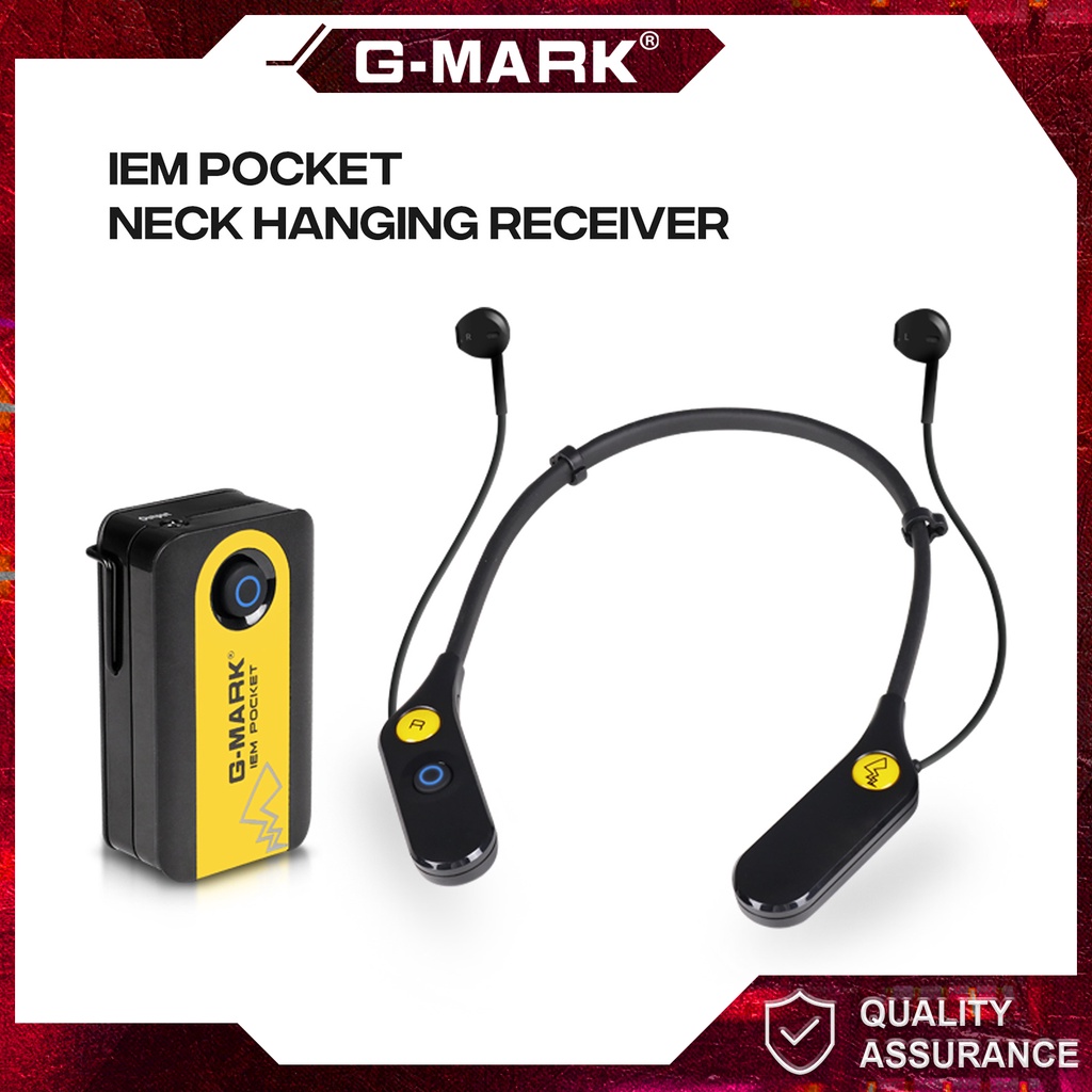 G-MARK IEM กระเป๋า UHF ไร้สาย In Ear Monitor ระบบสเตอริโอ 2 ช่องเครื่องส่งสัญญาณ 2 คอแขวนตัวรับสัญญา