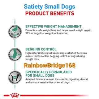 Royal Canin Satiety Small dog 1.5kg โรยัลคานิน อาหารสุนัขพันธุ์เล็ก Satiety Weight Management 1.5kg ทุกพันธุ์ คุมน้ำหนัก