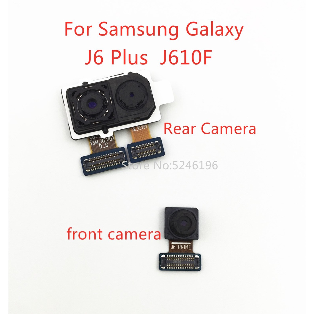 1pcs กลับใหญ่หลักกล้องด้านหลังด้านหน้ากล้องโมดูล Flex สําหรับ Samsung Galaxy J6 Plus J6 + J610 J610F