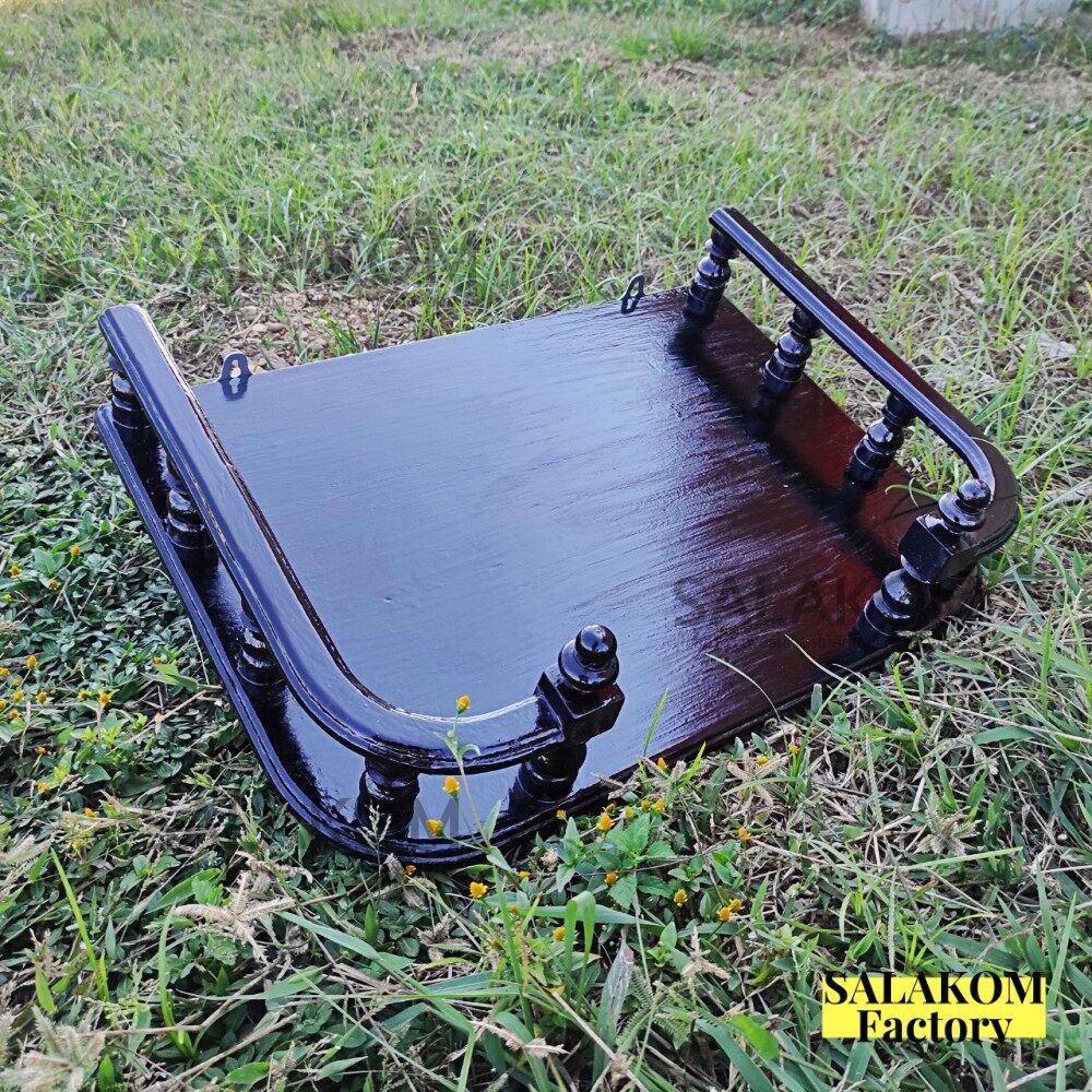 SLK หิ้งวางพระ ติดผนัง ไม้สักแท้ ขนาด 50*34 ซม. สีดำ หิ้งพระไม้สักแขวนผนัง Buddha's shelf Buddha's s