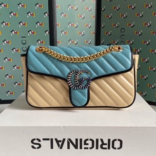 Gucci/marmont super mini wave pattern กระเป๋าสะพายไหล่ G ผู้หญิง s