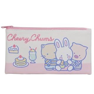 กระเป๋า Cheery Chums Pen Case สีชมพู เป็นแบบแบน ใส่เครื่องเขียนได้ ขนาด 19 x 10 x 0.5 ซม.