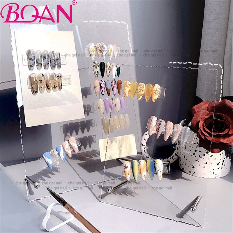 Bqan แผ่นบอร์ดอะคริลิคใส สําหรับฝึกทําเล็บ 1 ชิ้น