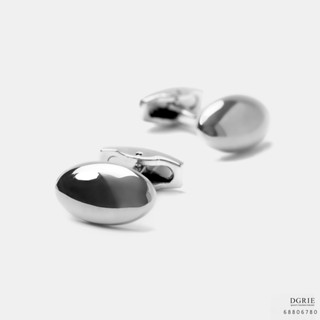 Oval Ball Silver Cufflink-กระดุมข้อมือลูกวงรีเงิน