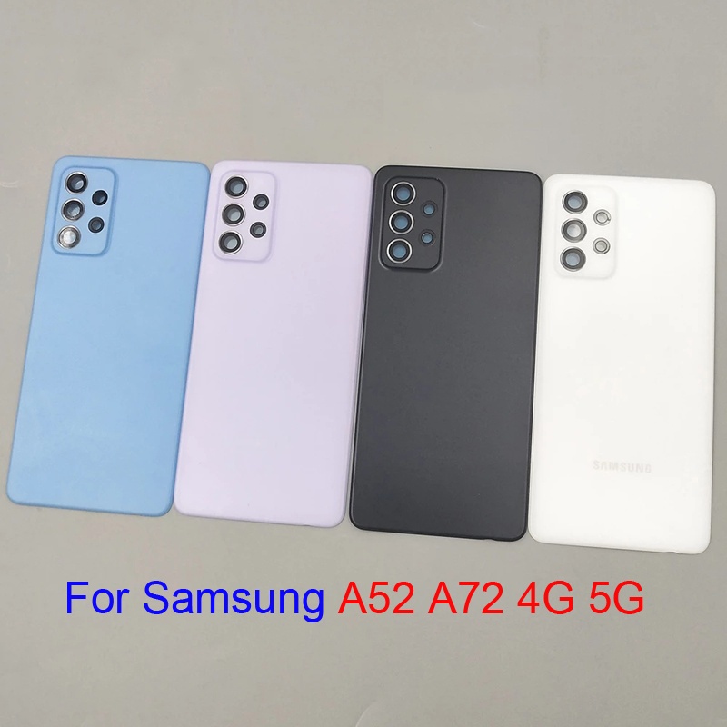 ฝาครอบแบตเตอรี่ด้านหลัง พร้อมกาว และเลนส์กล้อง แบบเปลี่ยน สําหรับ Samsung Galaxy A52 A72 4G 5G