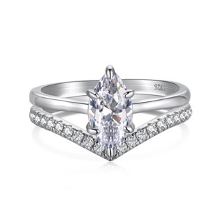 Zirconia diamond ring แหวนเงินคู่ แหวนตัด Marquise