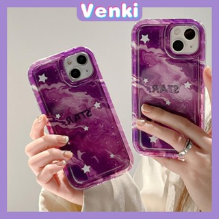 VENKI - Case For iPhone 14 Pro Max TPU Soft Jelly Airbag Case Glossy Dark Purple Nebula Star Case Camera Protection Shockproof For iPhone 14 13 12 11 Plus Pro Max 7 Plus X XR