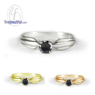 Finejewelthai-แหวนนิลแท้-แหวนเงินแท้-แหวนพลอย-Black-Spinel-Onyx-Silver-Ring-R1233on (เลือกสีตัวเรือนได้)