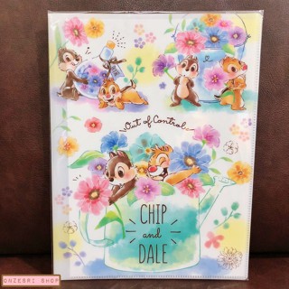 แฟ้ม A4 ลาย Chip &amp; Dale Floral สีขาว ด้านในใส่เอกสารได้สองด้านซ้ายขวา เป็นแบบ pocket ใส่ได้ 10 ช่อง