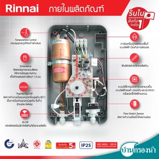 Rinnai เครื่องทำน้ำอุ่น รุ่น POP 3,500 วัตต์ และ 4,500 วัตต์