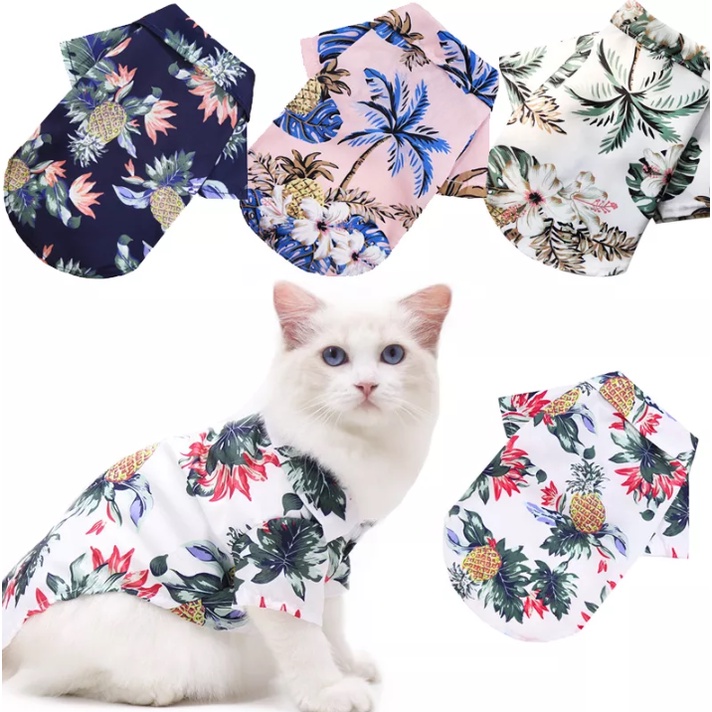 【MsTang】เสื้อกั๊กฮาวาย ลายดอกไม้ แฟชั่นฤดูร้อน สําหรับสัตว์เลี้ยง สุนัข