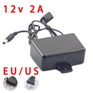 อะแดปเตอร์ชาร์จพาวเวอร์ซัพพลาย AC DC 12V 2A 2000ma 100-240V ปลั๊ก EU กันน้ํา สําหรับกล้องวงจรปิด แถบไฟ LED E14