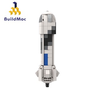 Buildmoc โมเดลบล็อกตัวต่อ รูปจรวดอวกาศ สีฟ้า ของเล่นเสริมการเรียนรู้เด็ก ขนาด 1:110 MOC-90043 190 ชิ้น