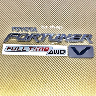 โลโก้ TOYOTA+FORTUNER+FULL TIME 4WD+V ติดท้าย Toyota Fortuner ยกชุด 4 ชิ้น